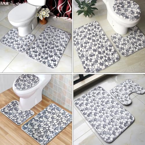 Alfombrillas de baño de alta absorción juego de vellón de coral con base segura 5