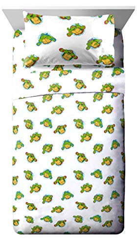 Image of Jay Franco Nickelodeon Teenage Mutant Ninja Turtles Green Bricks 5 Piece Twin Bed Set - Includes Reversible Comforter & Sheet Set Bedding - Super Soft Fade Resistant Microfiber