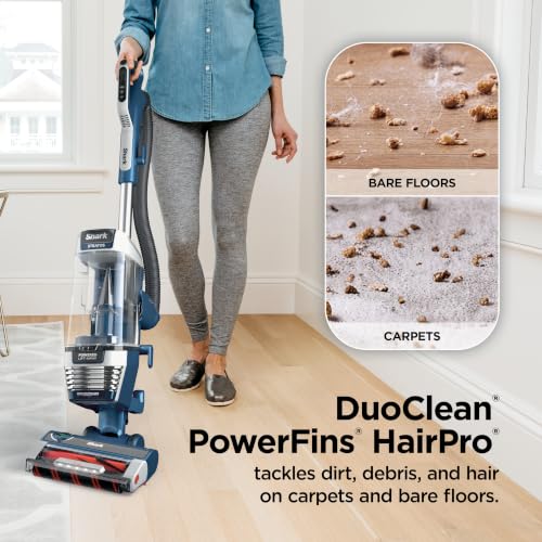 Shark Stratos Upright Vacuum, Powered Lift-Away, HEPA Seal, Navy, AZ3002​ | DuoClean, PowerFins & HairPro, Self-Cleaning Brushroll, Odor Neutralizer, LED Headlights, Easy-Empty Dust Cup, Bonus Tools​ - image 2