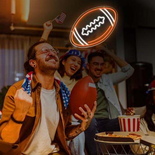 Image of Football Neon Sign, Football Shaped Neon Light for Wall Decor, LED Football Signs for Bedrooms and Game Rooms Man Cave, Teens, Boys, Girls, Gift for Football Fans