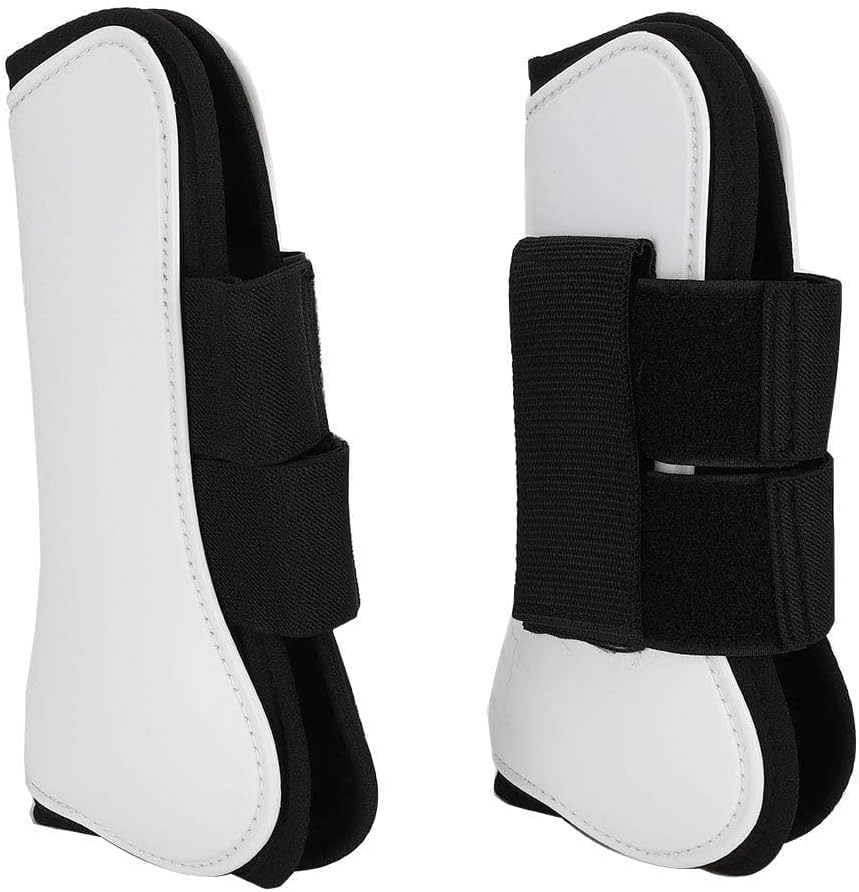 Horse Tendon Boots Open Front/Fetlock Boot for Horse, 4PCS White PU Shell Horse Front Back Leg Guard Boot Wrap Protector Riding Equipment During Jumping Obstacles