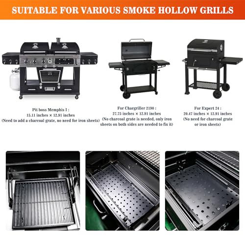 Hisencn Stretchable Charcoal Tray 15-28 inches for 47183T-21 PS9900, Black High-Temperature Coating Charcoal Basket for HC4518L PS9500 8500 6800 6500 SH19030119 SH19030219 SH9916 Replacement Parts