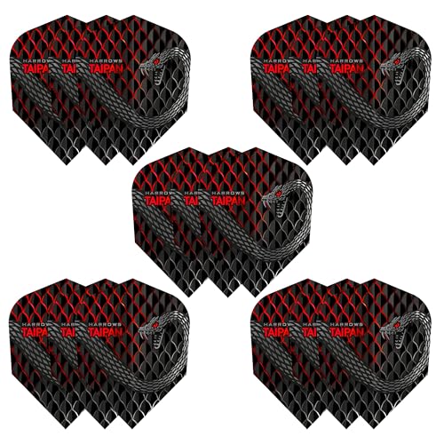 Harrows Taipan Dart-Flights | 5 x Sets Dart-Flights (insgesamt 15 Flights) I 100 Mikron Dart-Flights I Premium Extra Stark Made in UK I Professionelles Dartzubehör I Red Dart Flights