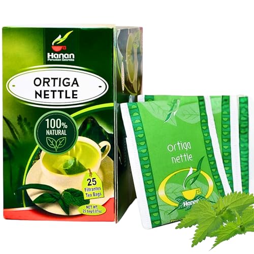 Hanan Nettle Tea - 25 Tea Bags of Stinging Nettle Leaf and Root - All-Natural Herbal Tea of Wild Nettles Leaves from Peru