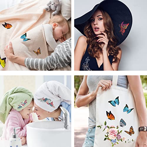 38 Pcs Butterfly Iron On Heat Transfer Patches And 16 Pcs Flower Iron On Stickers, Appliques Repair Decorate, Iron-On Decals Clothing Appliques For Boys Girls Clothes Jackets Hats Backpacks Jeans #TOP4