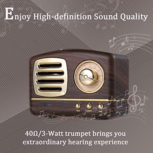 Dosmix Wireless Stereo Retro Speakers, Portable Bluetooth Vintage Speakers With Powerful Sound, Answering Calls, Alexa Support, Tf Card, Aux For Kitchen Bedrooms Party Outdoor Android Ios Wooden #TOP3