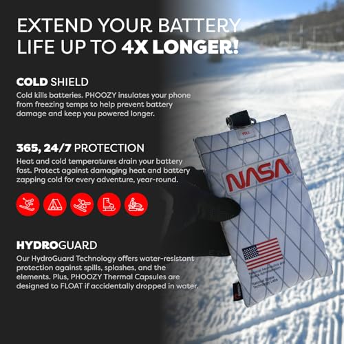Image of PHOOZY Apollo II Thermal Phone Case with NASA-Derived Technology - Extends Battery Life 4X in Cold Weather and Heat - Military Grade 8-Foot Drop Protection Insulated Pouch - Medium Space