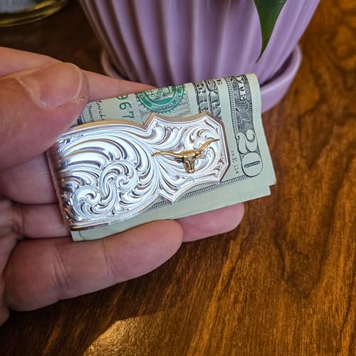 Image of Montana Silversmiths Made in the USA Western Lifestyle Money Clip (Trail Boss with Longhorn)