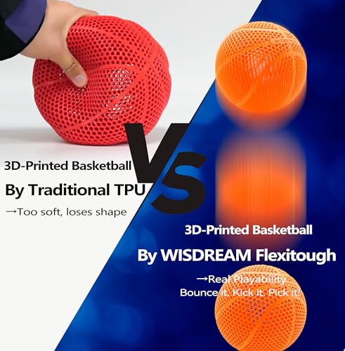 Image of FlexiTough Flexible Filament, Orange, 1.75mm, 1KG | Specifically for Printing Real-Game Bouncy Airless Basketball, 2.2lbs