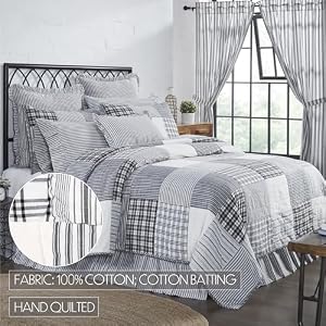 VHC Brands Sawyer Mill Patchwork Twin Quilt Black 68×86