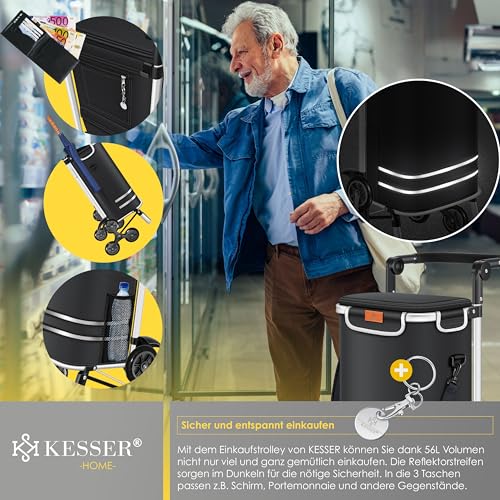 KESSER® Einkaufstrolley Treppensteiger mit Kühlfach klappbar mit 56L Kapazität und belastbar bis...