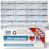 Alcohol Prep Pads - 70% Isopropyl Alcohol Wipes, 4000 Pack Individually Wrapped Alcohol Pads Bulk - Great for Home, Medical and First Aid Kits