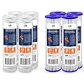Aquaboon 4-Pack 1 Micron String Wound Water Filter Cartridge | Universal Whole House 10 inch Cartridges & Aquaboon 4-Pack 1 Micron Pleated Sediment Water Filter Cartridge