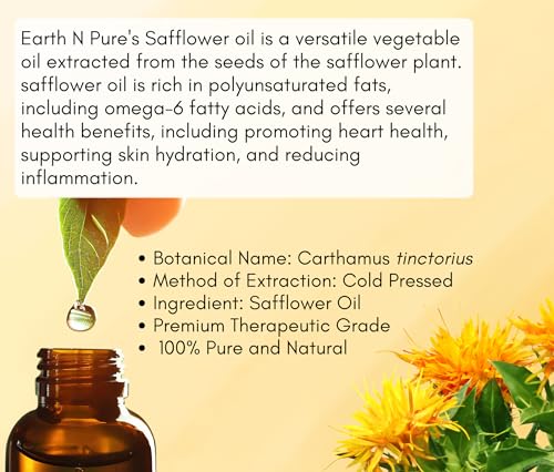 Image of Earth N Pure Safflower Oil for Body Massage, Skin Care, Nails and Hair Growth | 50 ML