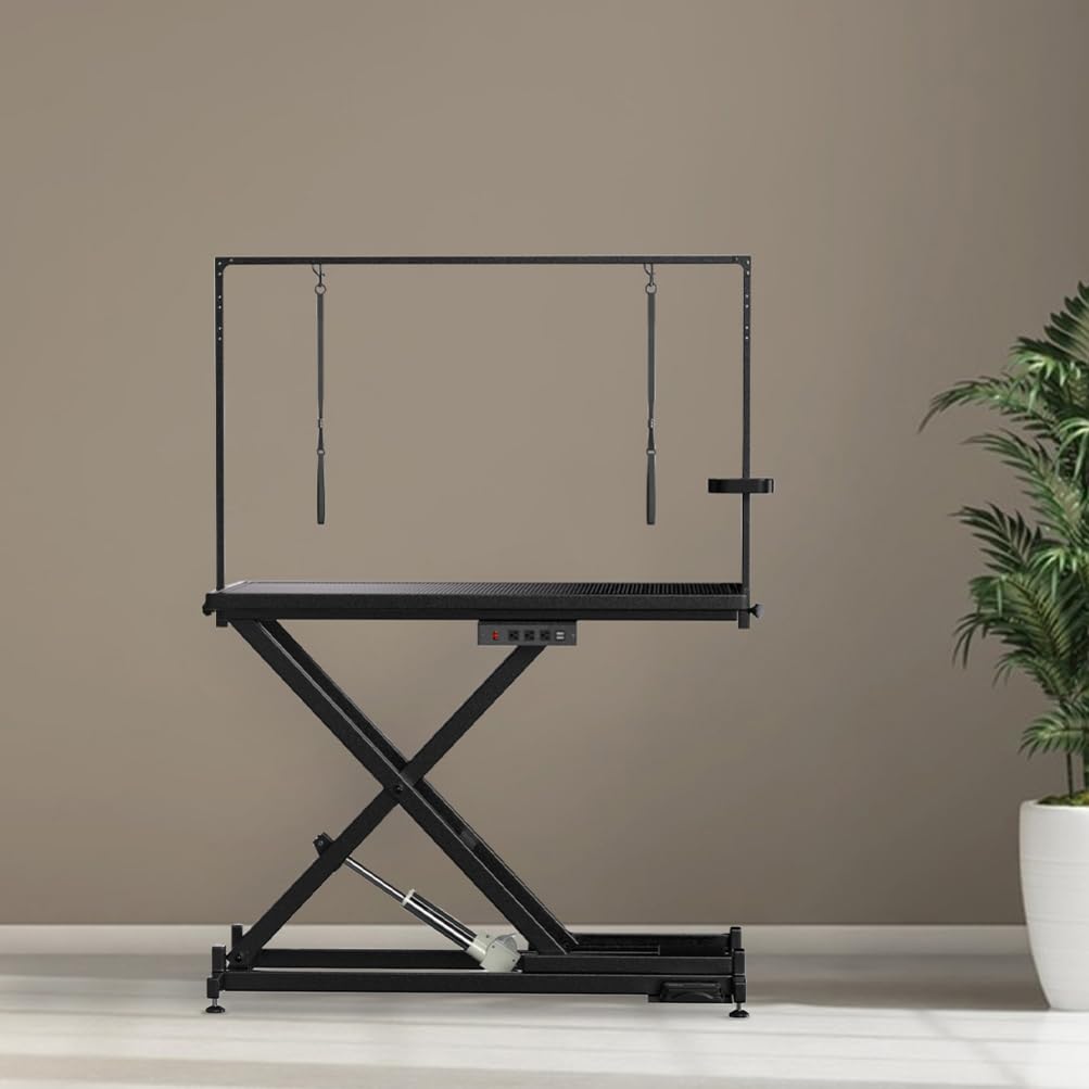 BESPORTBLE Pet Grooming Table For Large Dogs: Adjustable Height Portable Trimming - Drying Grooming Station w/Leveling Wheels, Black,Us Plug