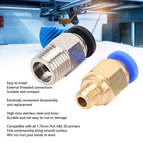 20 Peças de Conexão Pneumática Reta para Impressoras 3d Bowden Ex Pc4-m10 Pc4-m6, Fácil de Instalar,