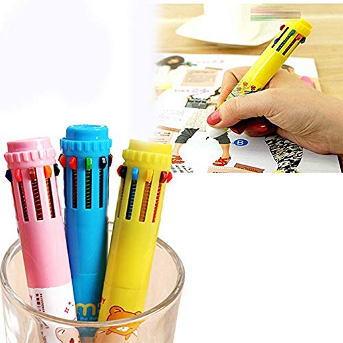 Amazon Com Swovo Multicolor Pen 10 Color Retractable Ballpoint Pen Writing Stationery Gift Cute Cartoon Ball Point Pen For Office School Supplies Students Children Gifts 1pc Random Color Office Products