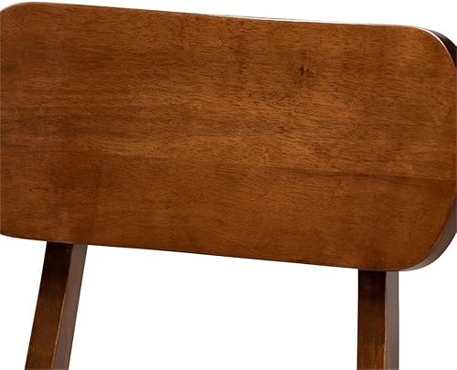 Miniatura 7 de Baxton Studio Euclid Mid-Century - Juego de sillas de comedor de 2 piezas con tapizado de tela gris y acabado marrón nogal