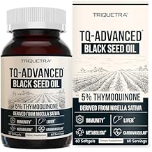 Black Seed Oil Softgels | 5% Thymoquinone - TQ-Advanced | High Potency - 500 mg per Capsule - 15:1 Concentrate from Nigella Sativa Extract, Raw Form, Vegan Formula, Glass Bottle (60 Softgels)
