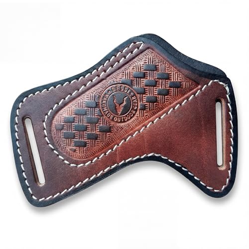 Dessi Leather Knife Sheath for Belt - Folding Pocket Knife Holder for Buck 110, Side Draw Holster, EDC Compact Cowboy Knife Carrier, Handmade Italian Cowhide SM156