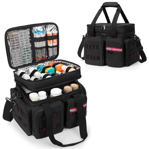 Medicine Organizer Bag with Insulated Pocket and Dividers
