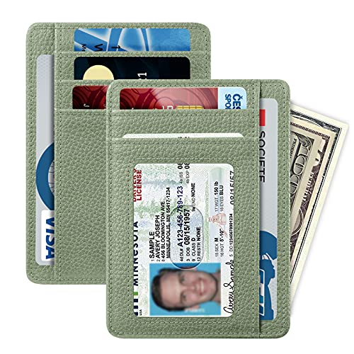 Image of FINTIE Slim Minimalist Front Pocket Wallet, RFID Blocking Credit Card Holder Card Cases with ID Window for Men Women (Sage Green)