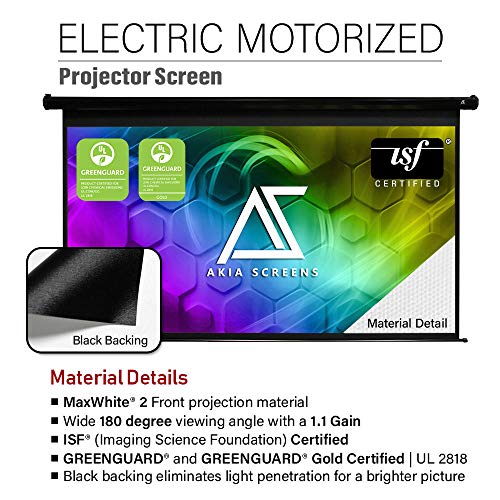 Akia Screens 125 inch Motorized Electric Remote Controlled Drop Down Projector Screen 16:9 8K 4K HD 3D Retractable Ceiling Wall Mount Black Projection Screen Office Home Theater Movie AK-MOTORIZE125H - Thumbnail 2