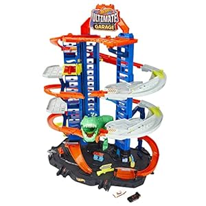 Hot Wheels Track Set, Ultimate Garage Toy Vehicle Playset With Moving T-Rex Dinosaur, Storage For 100+ Vehicles, 3ft…