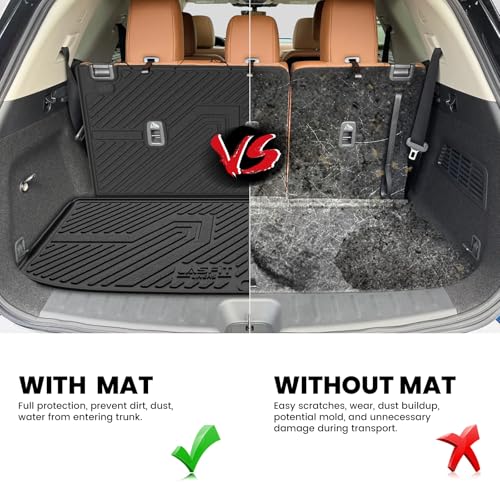 Image of LASFIT Cargo Mats for Nissan Pathfinder 2026 2025 2024 2023 2022 | All Weather TPE Custom Fit Cargo Trunk Mat & Backrest Mats Accessories, Black