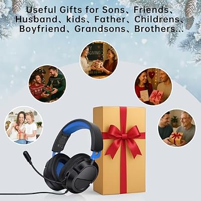 Gaming Headset for PS5PS4Xbox Series XXbox Series S/OnePCPS5Pro 207g Headset with Clear Mic for Work 2026 Upgrade Wired Gaming Headphones with Mic3.5mm Splitter79in Cable.Gamer Gifts