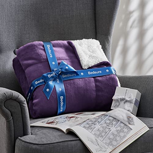 Bedsure Sherpa Fleece Throw Blanket For Couch - Thick And Warm Blankets For Winter, Soft And Fuzzy Throw Blanket For Sofa, Purple, 50X60 Inches #TOP5