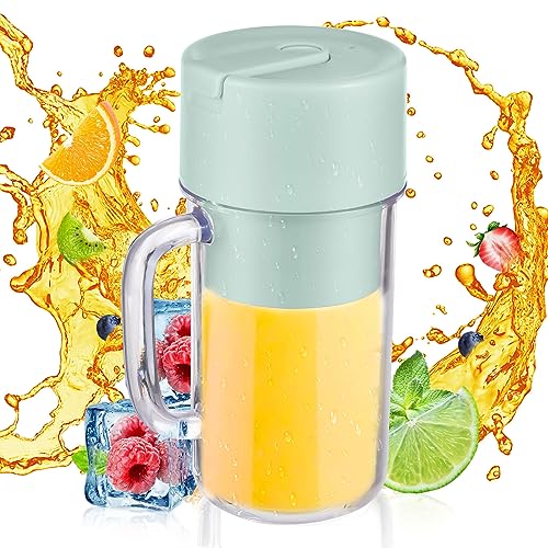 Effortless Ice Crushing, USB Rechargeable, Waterproof, Unique Cup Handle Design, Portable Blender for Juice Smoothie Milkshake (Green)