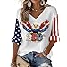 Women's 250 Anniversary USA Shirt 250th Anniversary USA Shirt 3/4 Sleeve Tops for Women V Neck American Flag Patriotic 4th of July Shirts