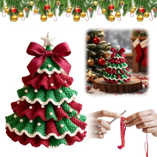 CHIHOLEN Juego de ganchillo de Navidad, juego de ganchillo genérico para árboles de Navidad, árbol de Navidad hecho a mano para adultos y principiantes, decoración navideña (A)