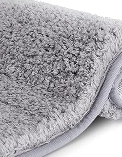 JOSKEL Non Slip Bath Mat |3cm thickness,80x50 cm| -Microfiber Bathroom Mats, Washable, Fast dry Bathroom Rug for Shower and Bath- Modern fabric Bath Mats for Adult,Elderly & Children- Light Grey