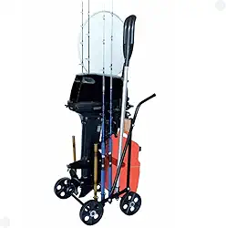 CARRINHO PARA MOTOR DE POPA PRETO 4 RODAS COM PORTA REMO E VARAS