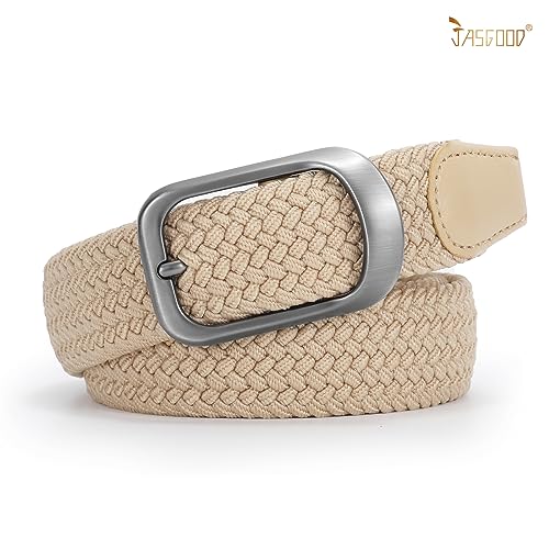 Image of JASGOOD Stretch Belt for Men, Men Women Elastic Woven Braided Belt 1 3 /8 Casual Belt Golf Belt for Jeans Pants