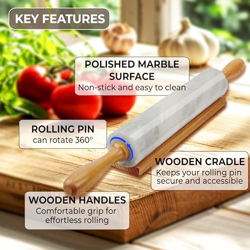 Nonstick-Marble-Rolling-Pin-with-Wooden-Handles-and-Wooden-Resting-Base-Ideal-for-Dough-Pastry-Bread-Tortillas-and-Pizza-Essential-Baking-and-Kitchen-Tool Nonstick Marble Rolling Pin with Wooden Handles and Wooden Resting Base Ideal for Dough Pastry Bread Tortillas and Pizza Essential Baking and Kitchen Tool