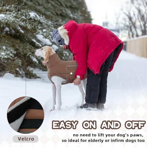 Hjumarayan Hundemantel Französische Bulldogge, Wattierend Jacke Warme Mantel Hund Geschirröffnung, Wintermantel Gefüttert für Französische Bulldogge, Mops, Westie (Braun M)