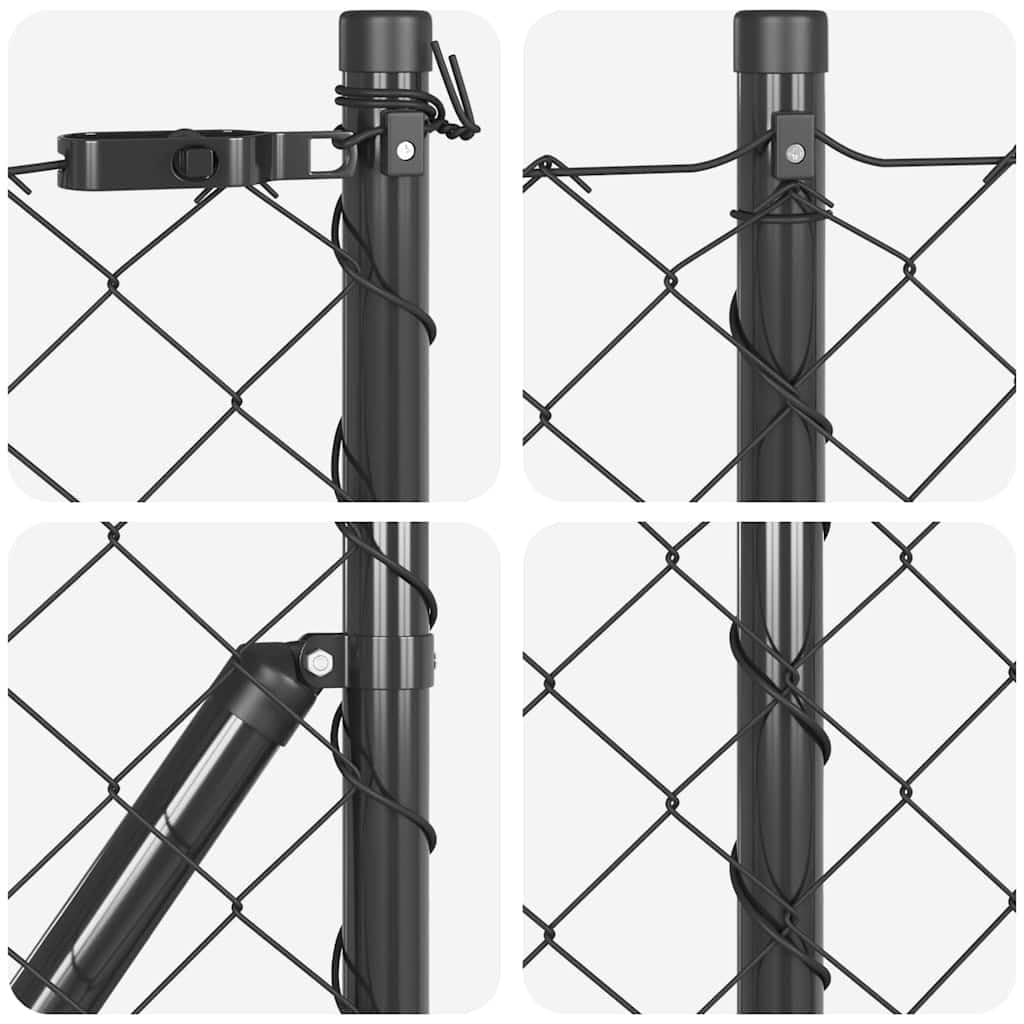 Juego de valla de jardín gris 10 x 0,4 m con 5 postes de acero PVC de 60 x 60 mm, malla de protección visual para jardín, balcón y terraza, diseño robusto