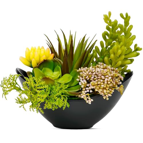 Luxsego Artificial Succulents Plants, Fake Potted Plants - 7.2 Inch Faux Succulents, Artificial Plants & Greenery for Hone Garden, Table Desk Shelves, Bathroom, Office Decorations(1 Pot)