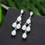 Material: Stein AdronQ Ohrringe Ohrstecker Ohrhänger Birnenförmiger Opal Tropfen Quaste Ohrringe   Damenschmuck Mit Hochzeit 925 Silber Lange Tropfen Ohrringe
