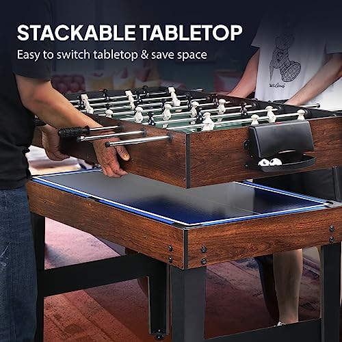 PEXMOR 10 in 1 Multi Game Set für Erwachsene und Familie, 48 Zoll Spieltisch mit Hockey, Kickerball, Pool, Ping Pong, Shuffleboard, Schach, Dame, Bowling, Backgammon – Bild 8