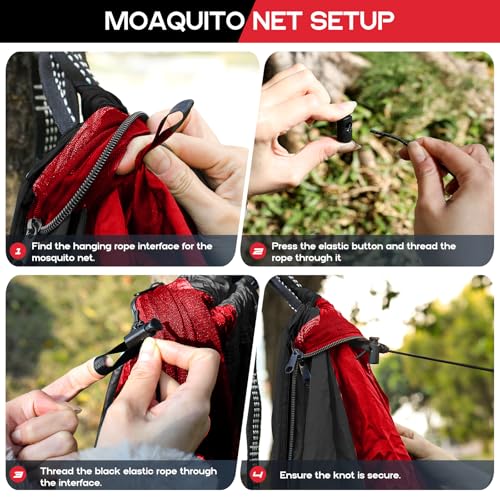 Image of Camping Hammock Mosquito Net,Double & Single Portable Hammocks Hammocks with 2 Tree Straps,Hammock Tent for Travel Camping,Camping Accessories for Indoor Outdoor Hiking Backpacking Backyard Beach