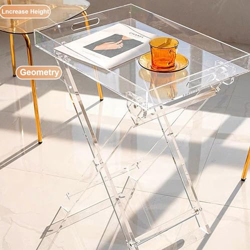 Table basse carrée plexiglass pliable transparente meuble appoint salon chambre - 3