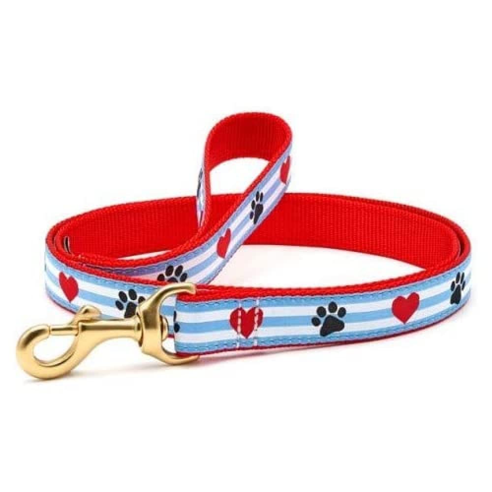 Up Country Pps-L-W Pawprint Stripe Dog Lead Wide (1")