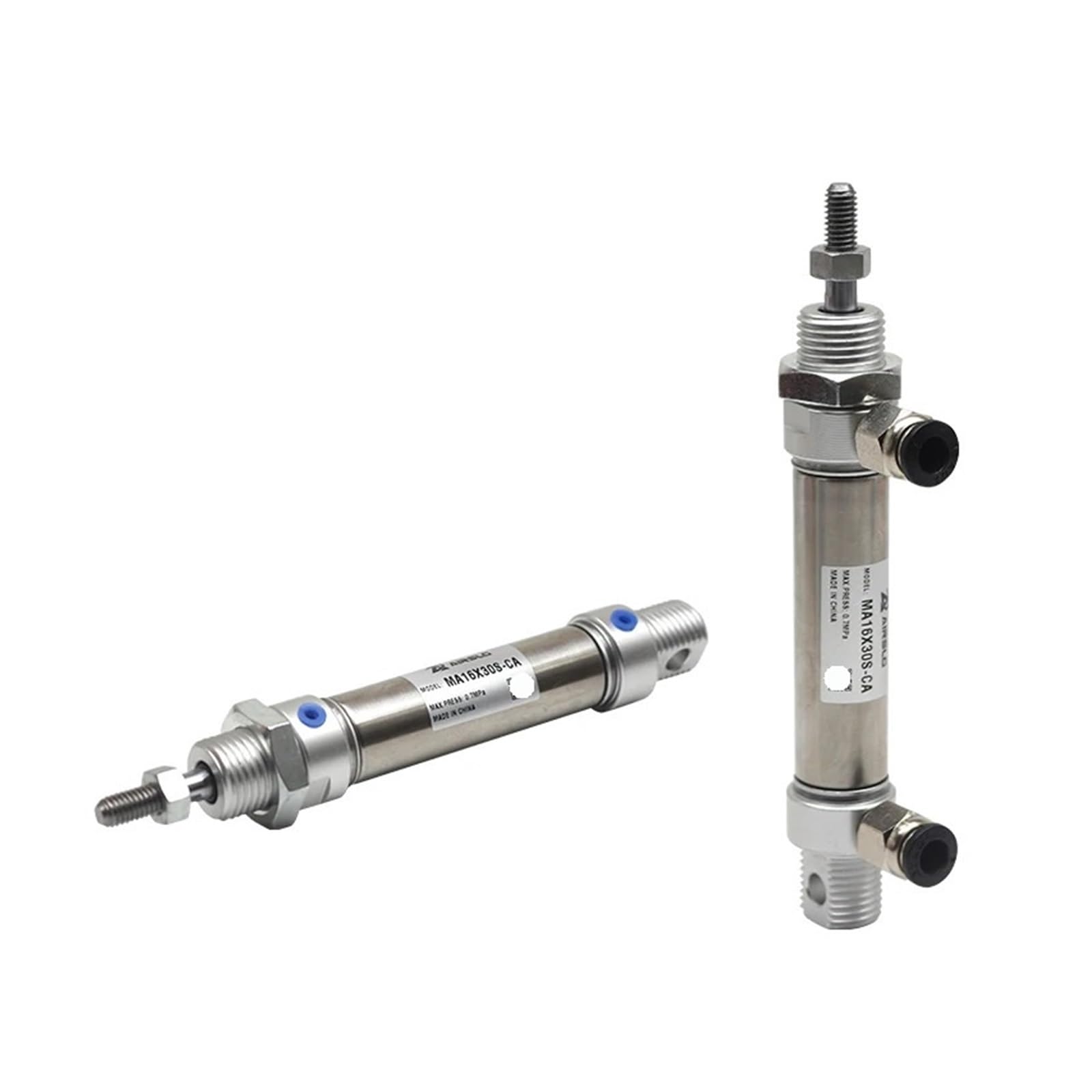 Cylindre pneumatique double effet MAC20x100 mini vérin rond inox course 10-300mm