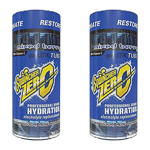 Sqwincher Zero Qwik Stik Sugar Free Electrolyte Powdered Drink Mix Low Calorie - Assorted Flavors And Sizes (Mixed Berry, 20 Sticks)