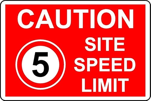 Kpcm Display Ltd Black 5Mph Caution Site Speed Limit Safety Sign - 1Mm Plastic Sign (300Mm X 200Mm)