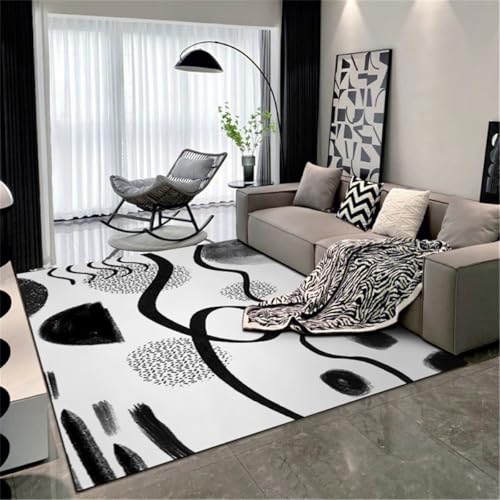 Tapis de createur d art abstrait noir pour sol bebe - 2